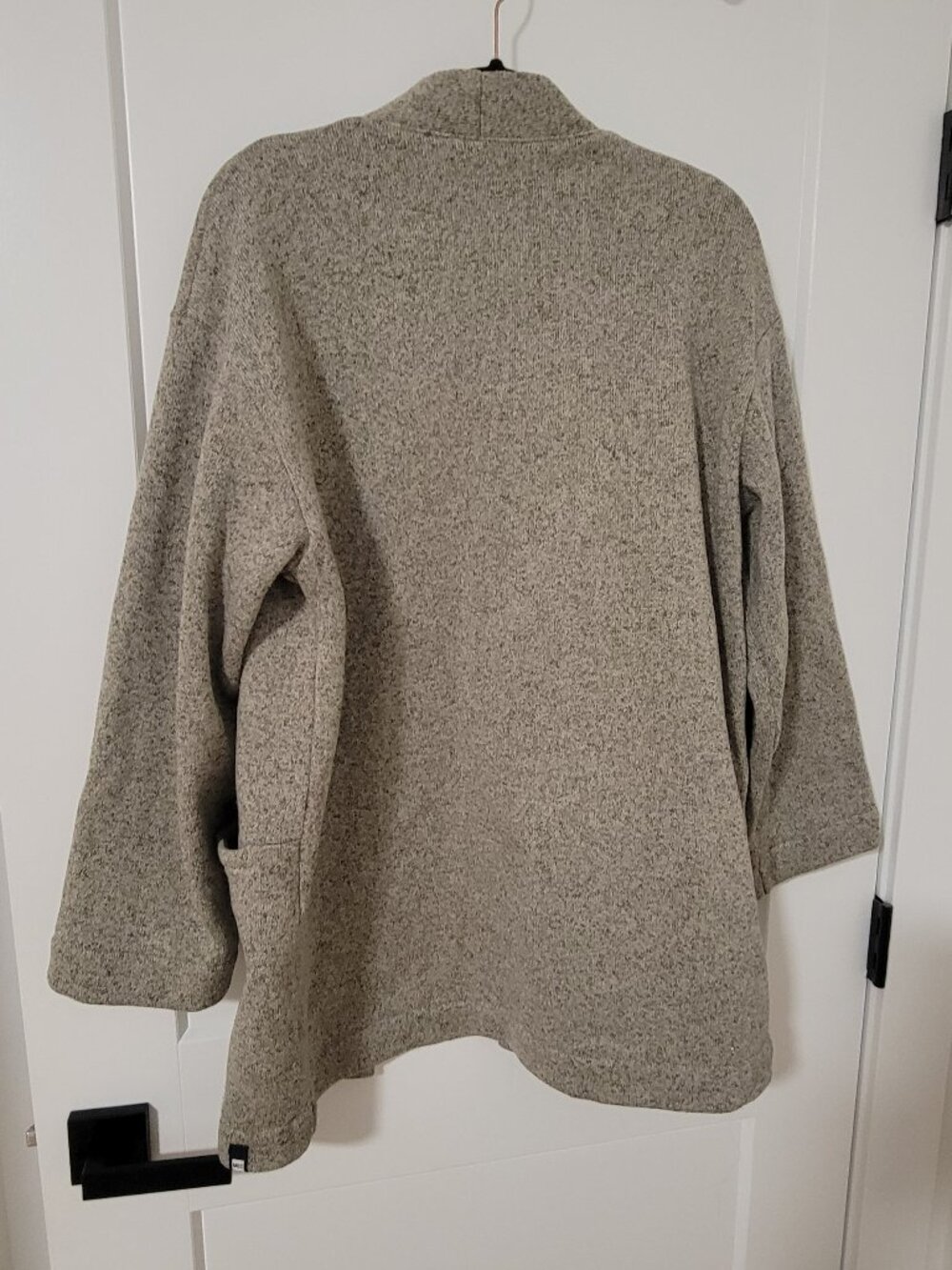 MEC Open Front Cardigan - Taupe/Sage Green/Brown - Recycled Fleece - Size M - Picture 3 of 6